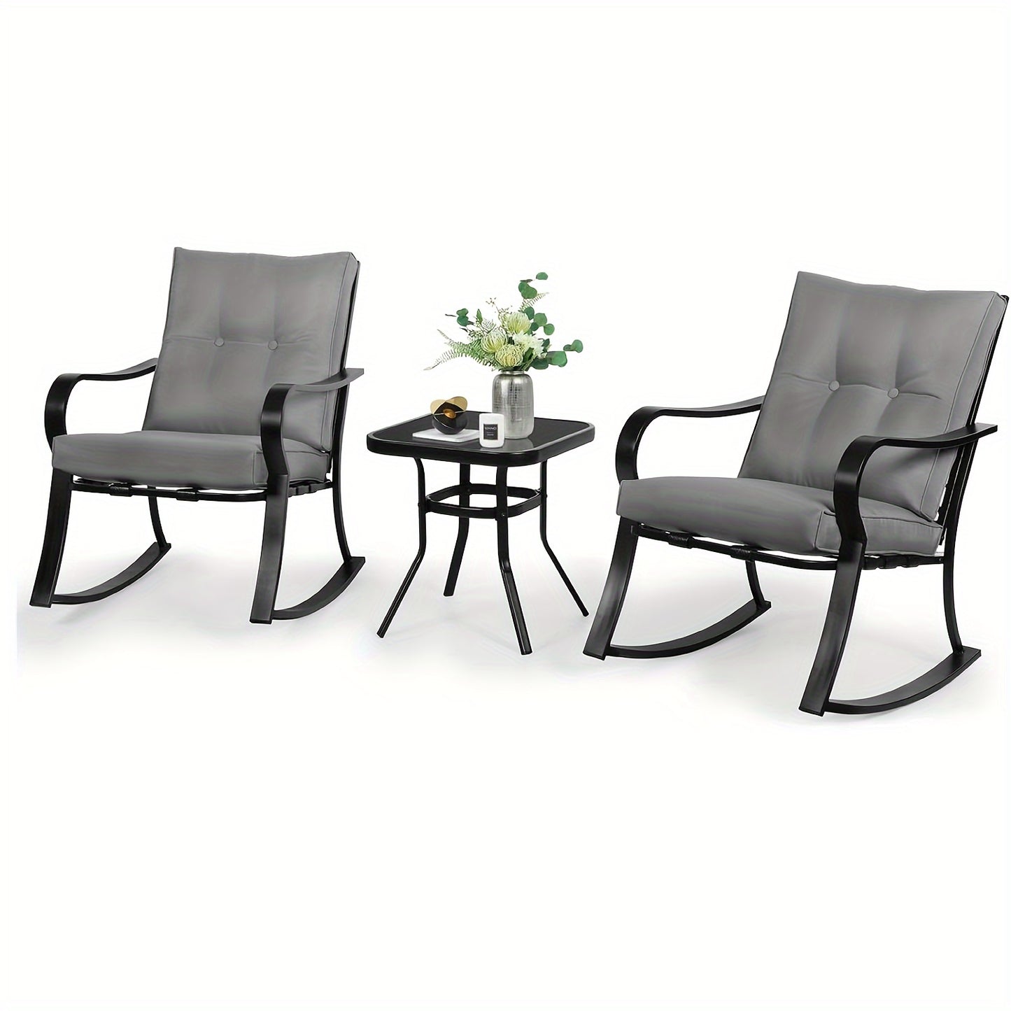 3-Piece Outdoor Rocking Chairs Bistro Set, Read More
