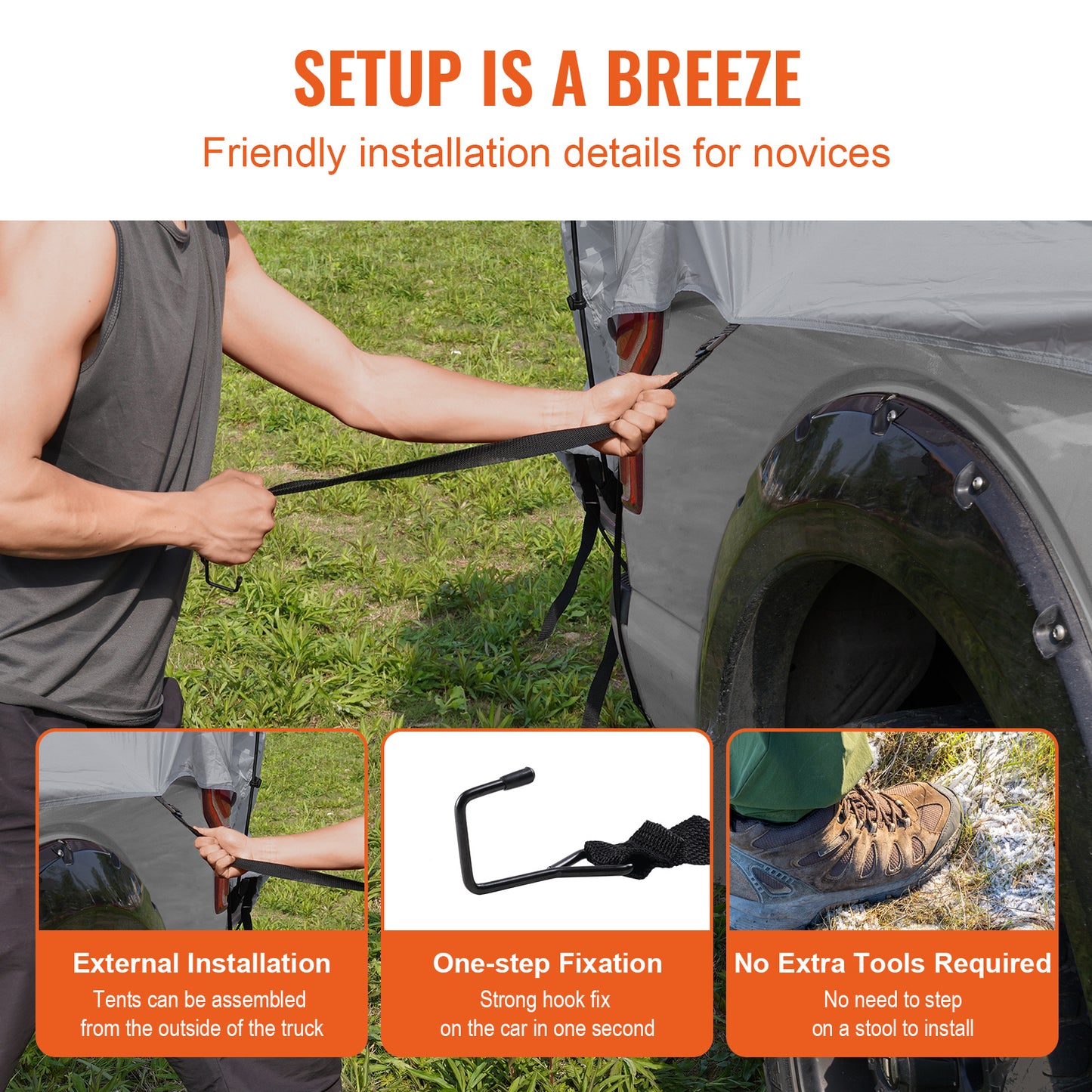 Pickup Truck Bed Tent, 6.4'-6.7' w/ Rain Layer and Carry Bag, Read More.