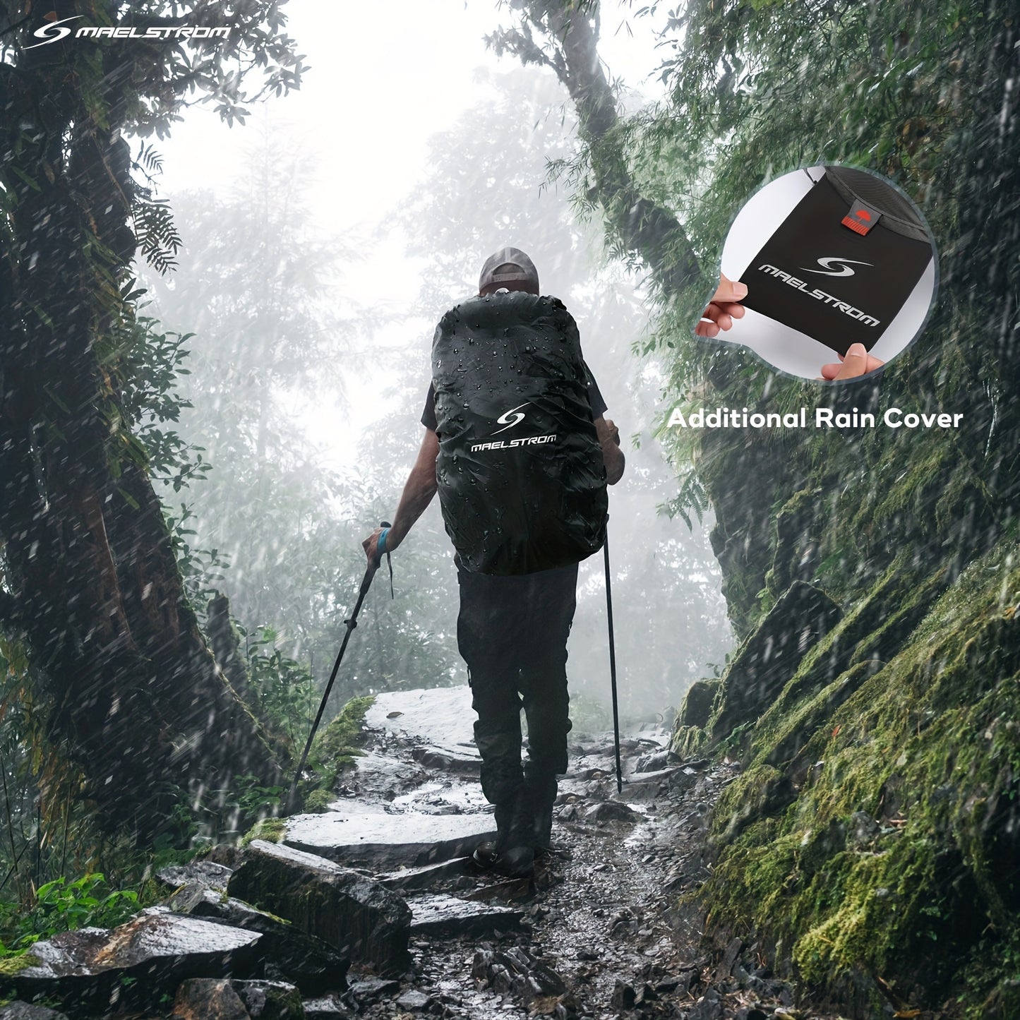 Hiking, Camping Backpack, 50L With Rain Cover Lightweight.