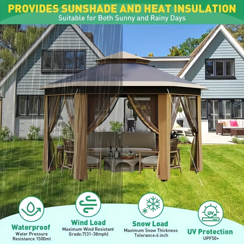 Pop Up Gazebo with Zippered Mesh Sides 13' x 13'