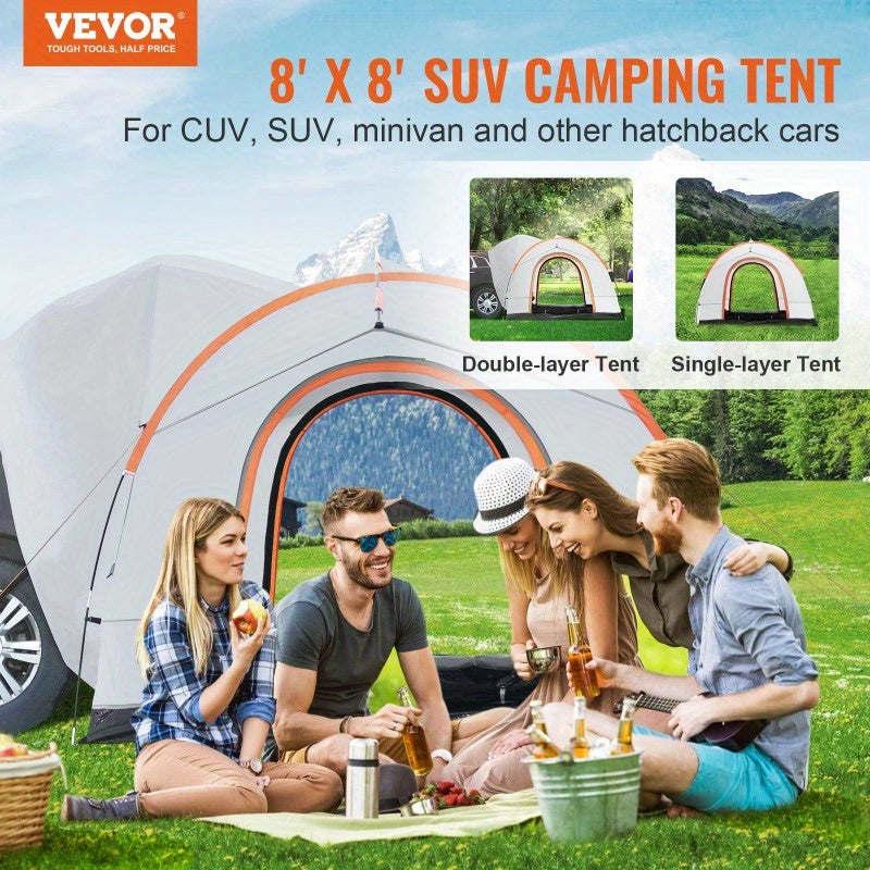 SUV Camping Tent, 8'-8' SUV Tent with Rain Layer and Carry Bag,
