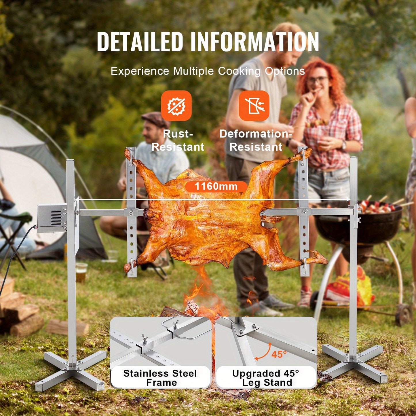 Electric BBQ Stainless Steel Rotisserie Grill Kit.
