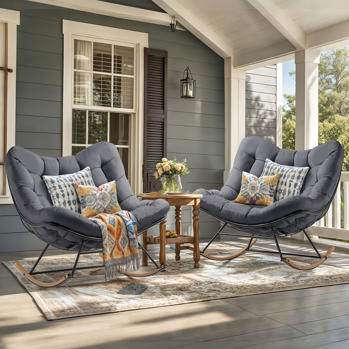 Oversized Rocking Papasan Chair with Cushion Buy 2 a His & Hers set