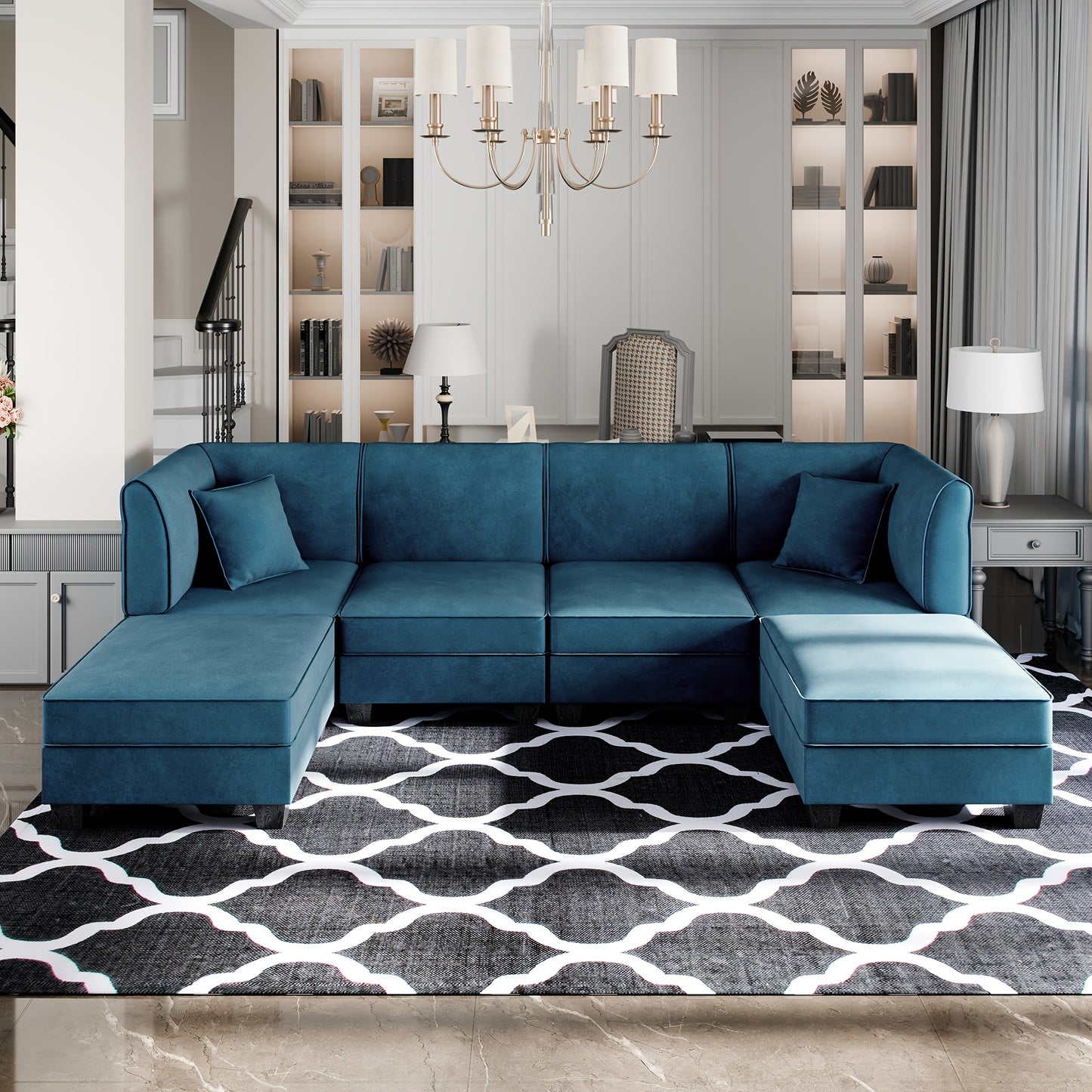 Reversible Modular Sectional Sofa with Ottoman