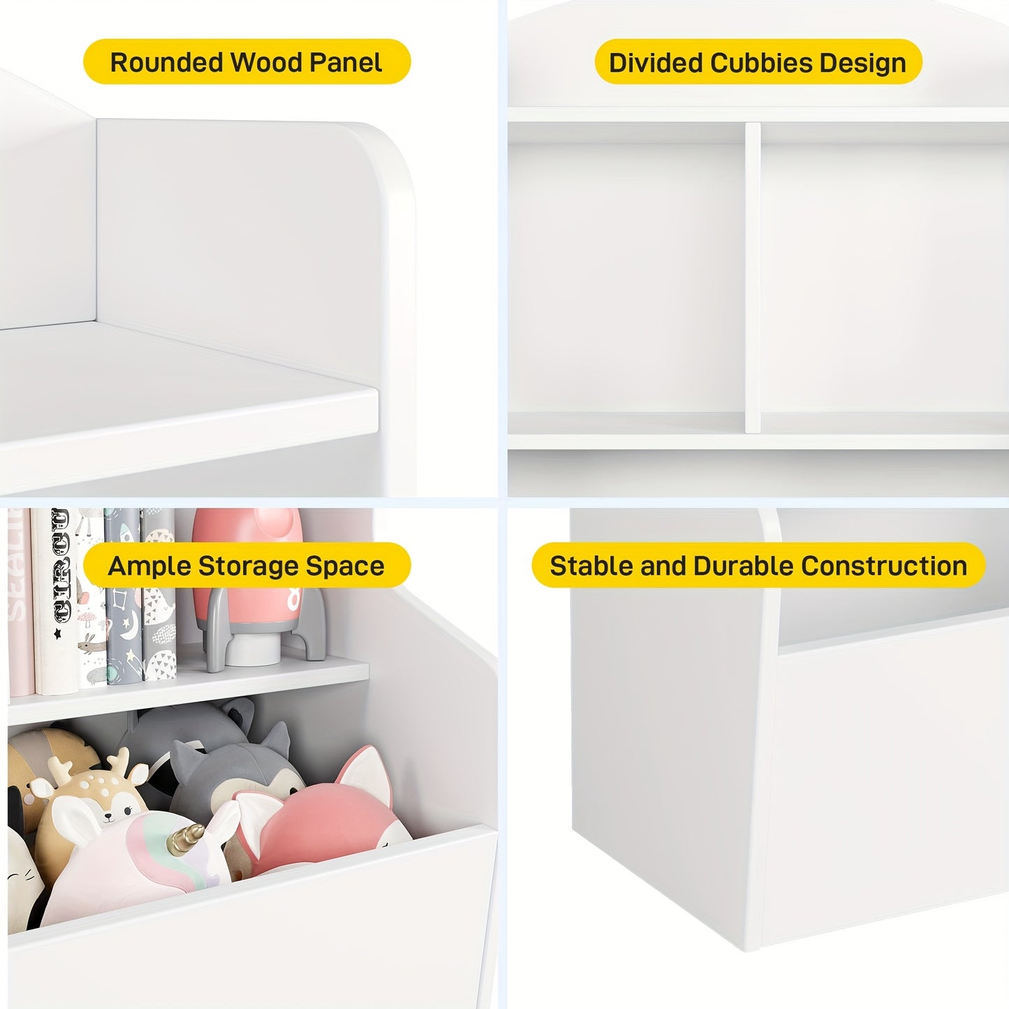 Bookcase And Toy Storage Cabinet, 3-Tier Shelf With Organizer.