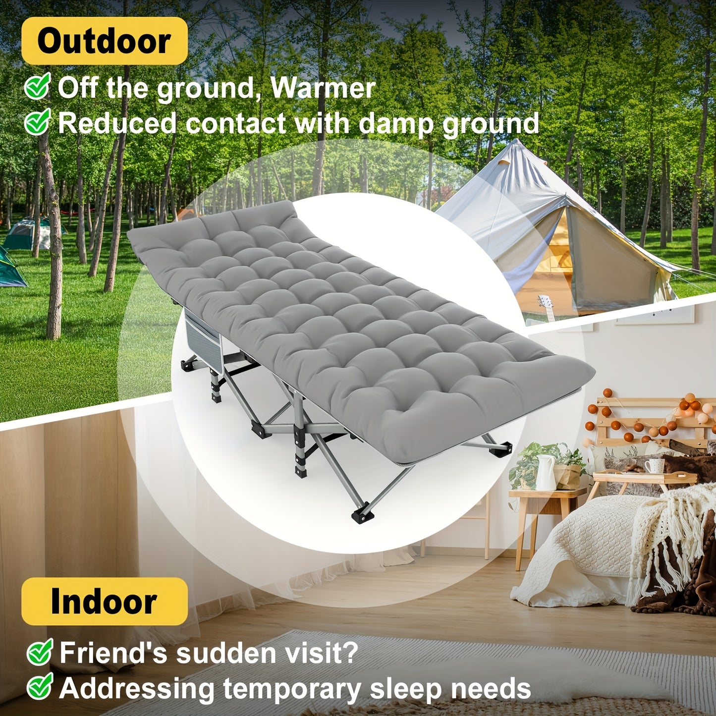 75in Foldable Sleeping Bed Double-Sided Mattress,