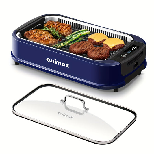 Smokeless Indoor Grill Nonstick Grill Pan, Glass Lid,