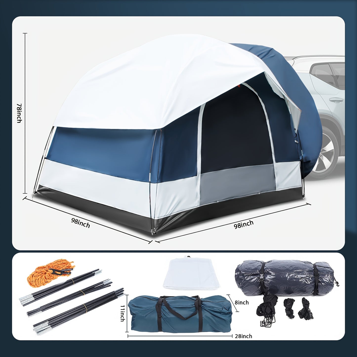 Waterproof SUV Camping Tent for 4 People