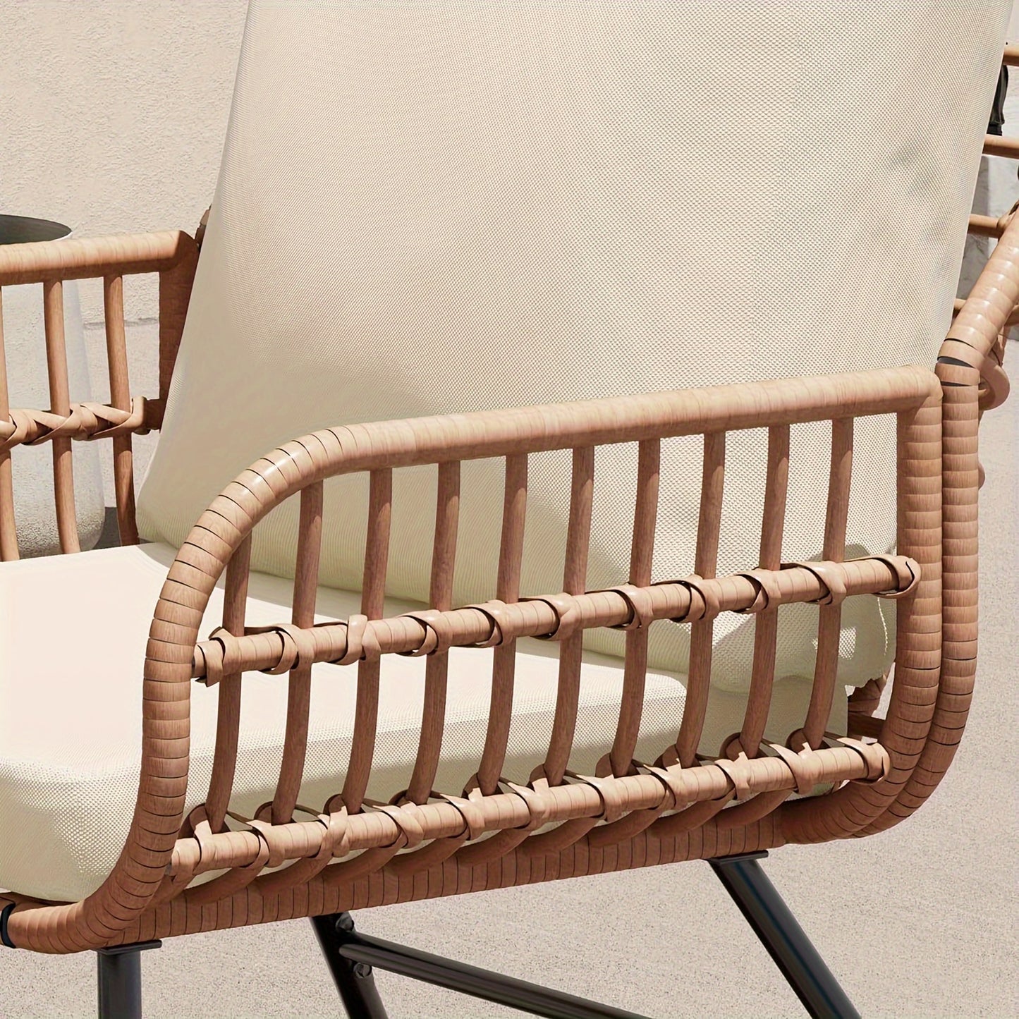 4-Piece Rattan Patio Furniture All-Weather Loveseat, Chairs, And Table.