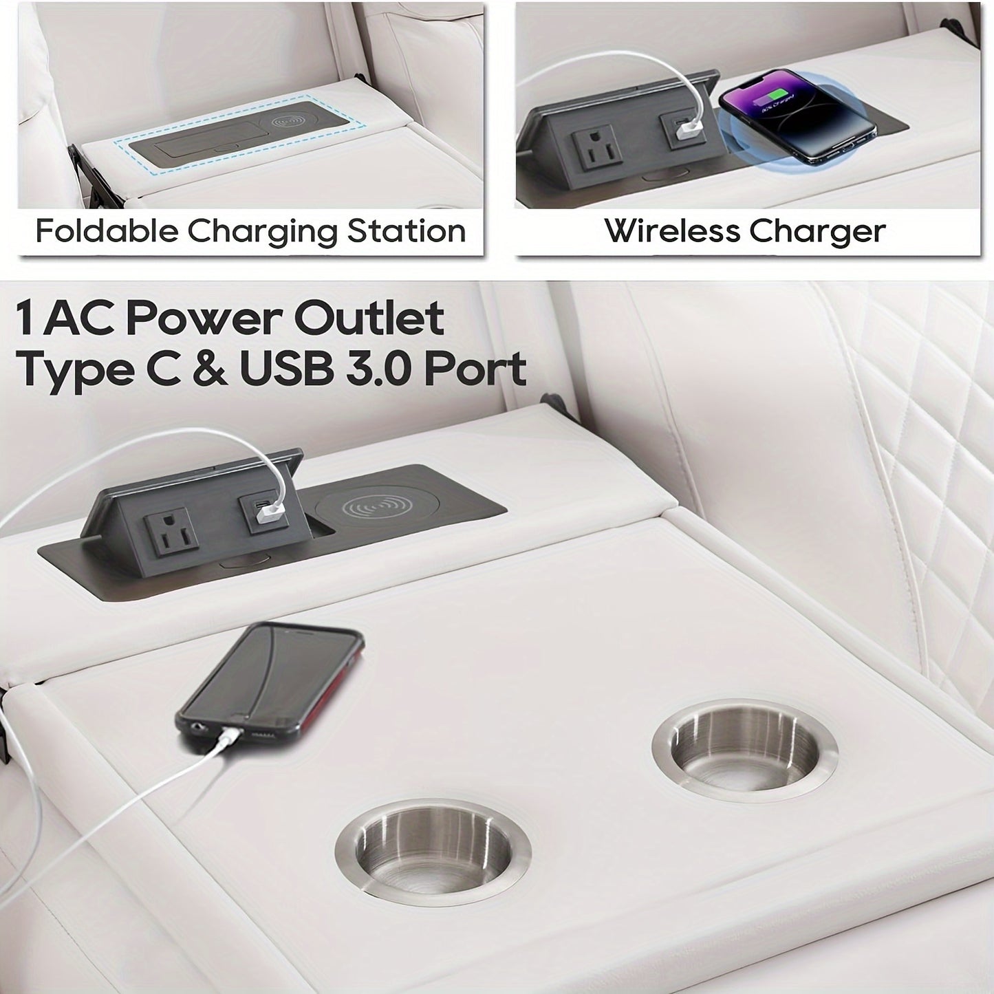 Power Recliner Sofa Set with Bass Speakers and LED Lights.