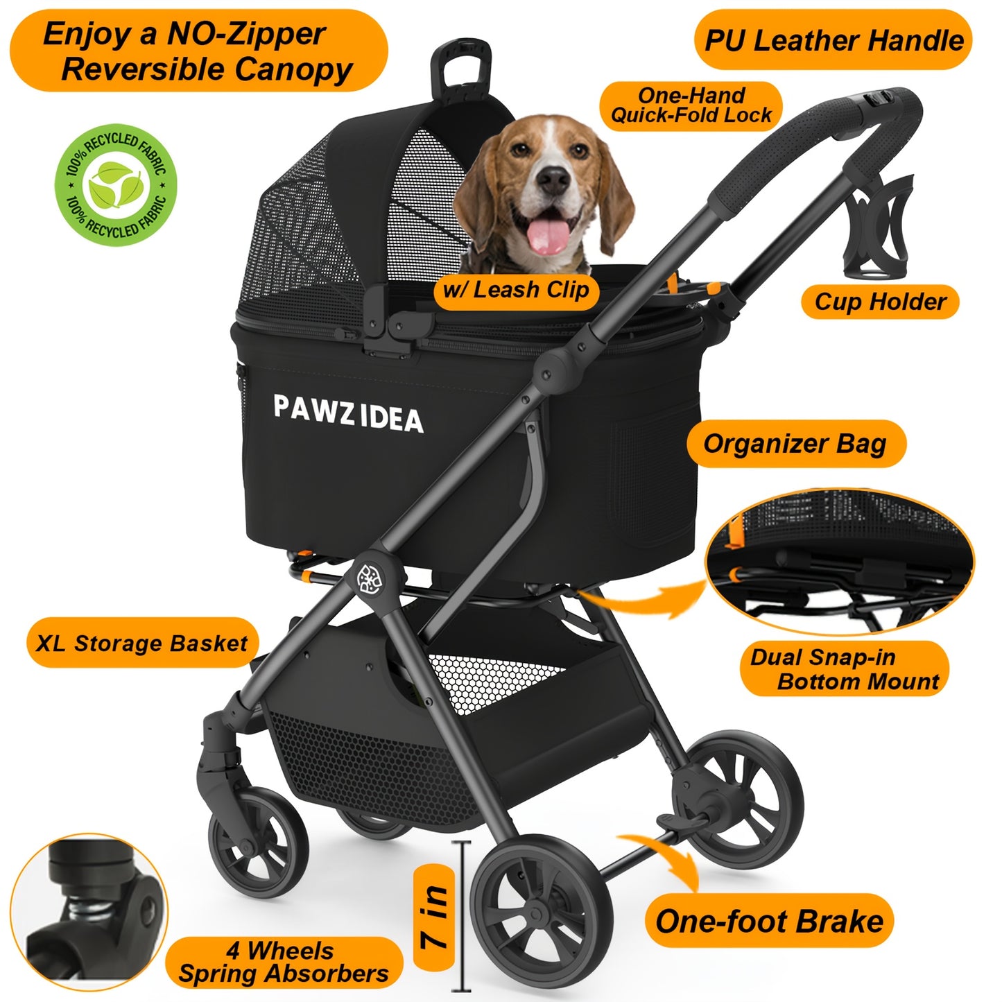 4-in-1 Pet Stroller Travel System for Small to Medium Dogs & Cats
