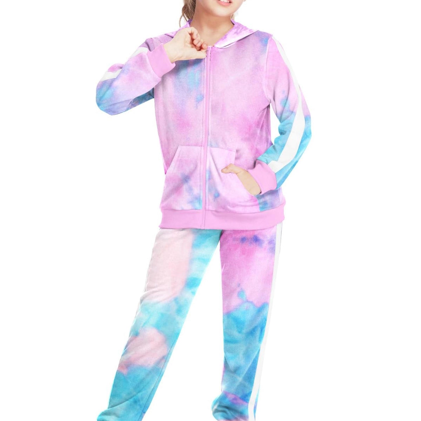 Girls' Jogging Set 2 Piece Athletic Sweatshirt and, Sweatpants