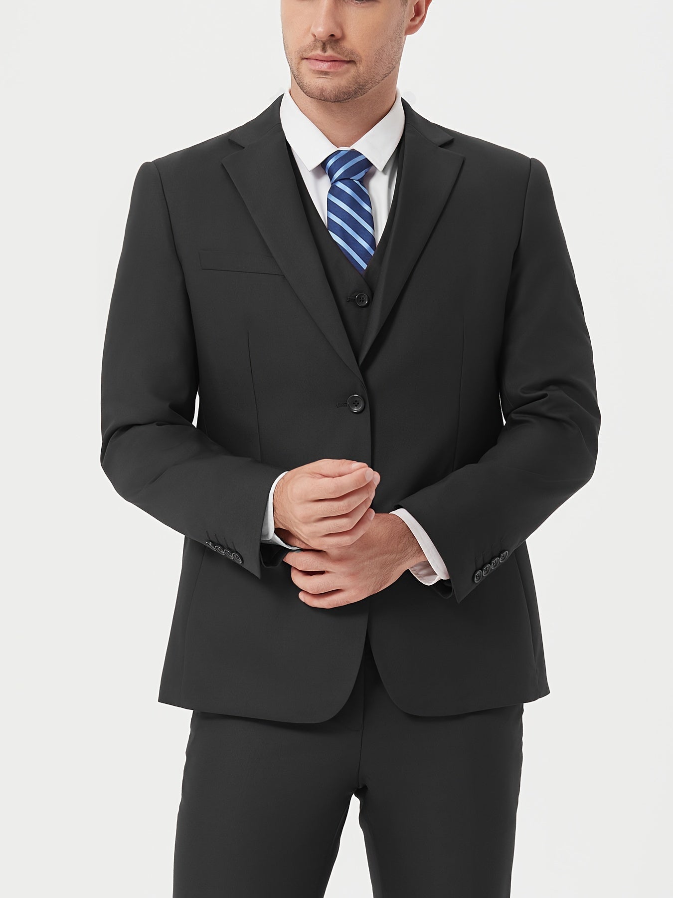 Elegant Men's 3pcs Suit Set with Vest, Jacket & Pants