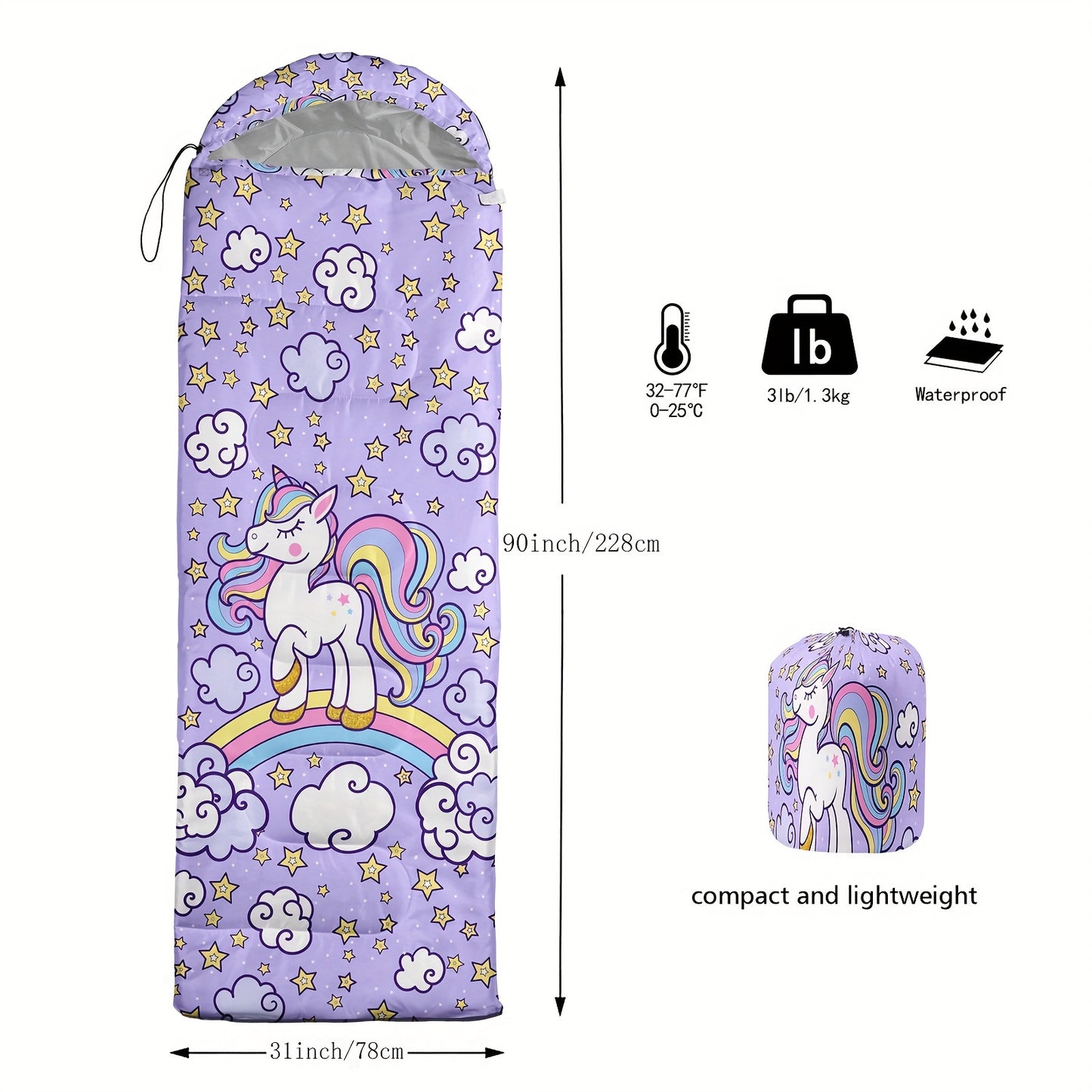 Kid's Lightweight Unicorn Sleeping Bag,