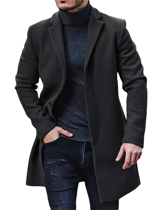 Elegant Men's Mid-Length Trench Coat - Fall/Winter