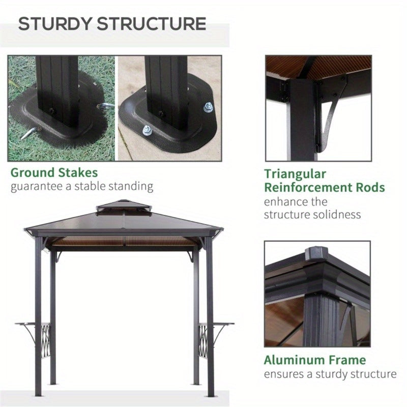 Outdoor BBQ Grill Gazebo Pergola with Ventilated Roof,