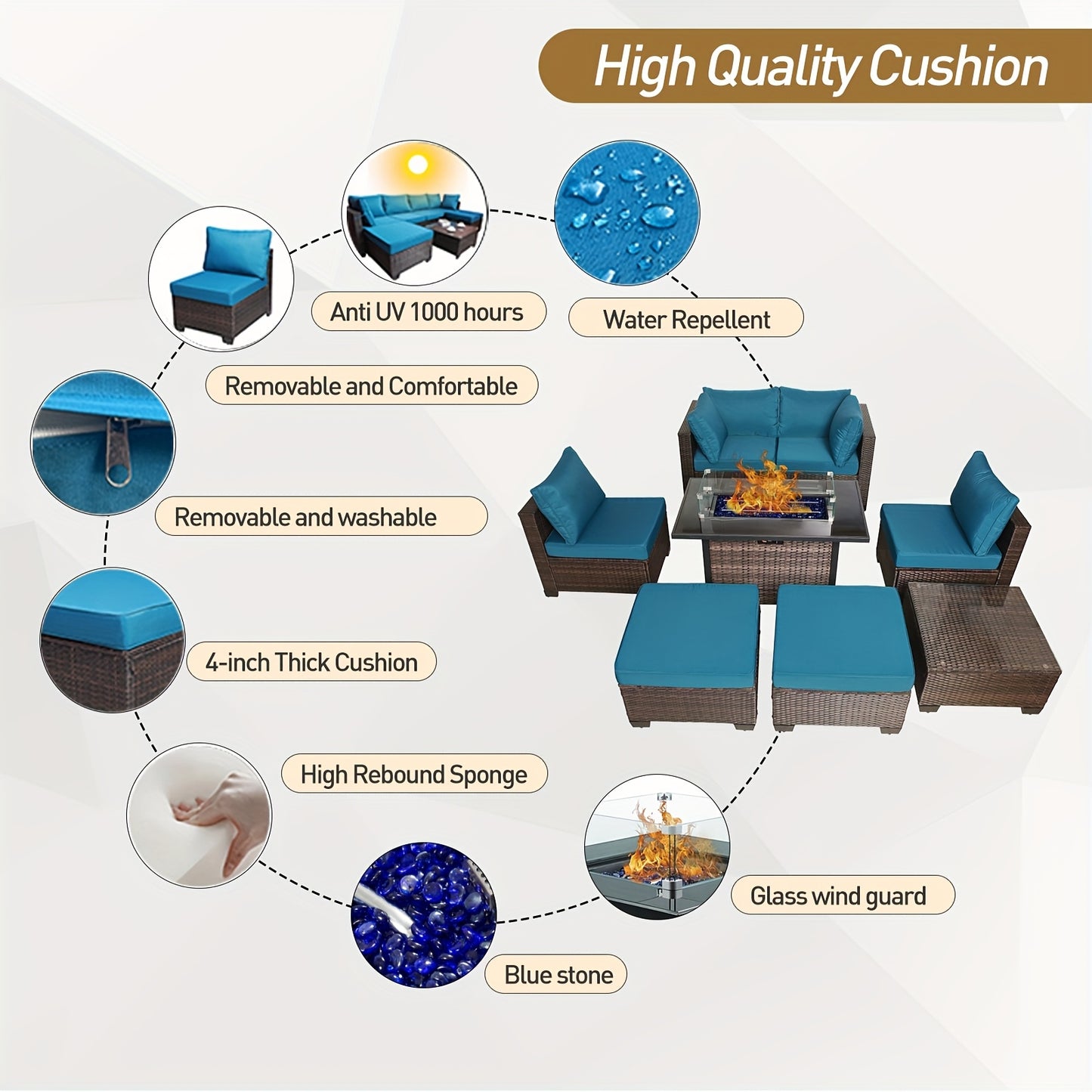 Outdoor Patio Furniture Set With Fire Pit Table