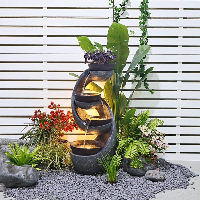 4-Tier Indoor & Outdoor Waterfall Fountain with LED Lights