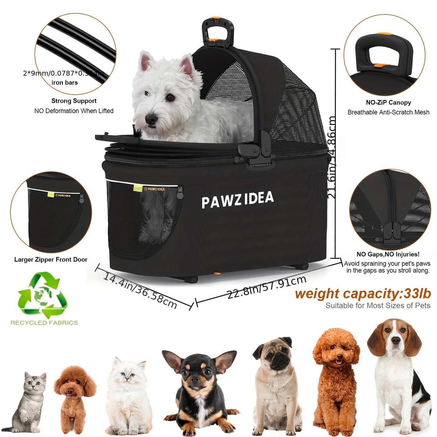 4-in-1 Pet Stroller Travel System for Small to Medium Dogs & Cats