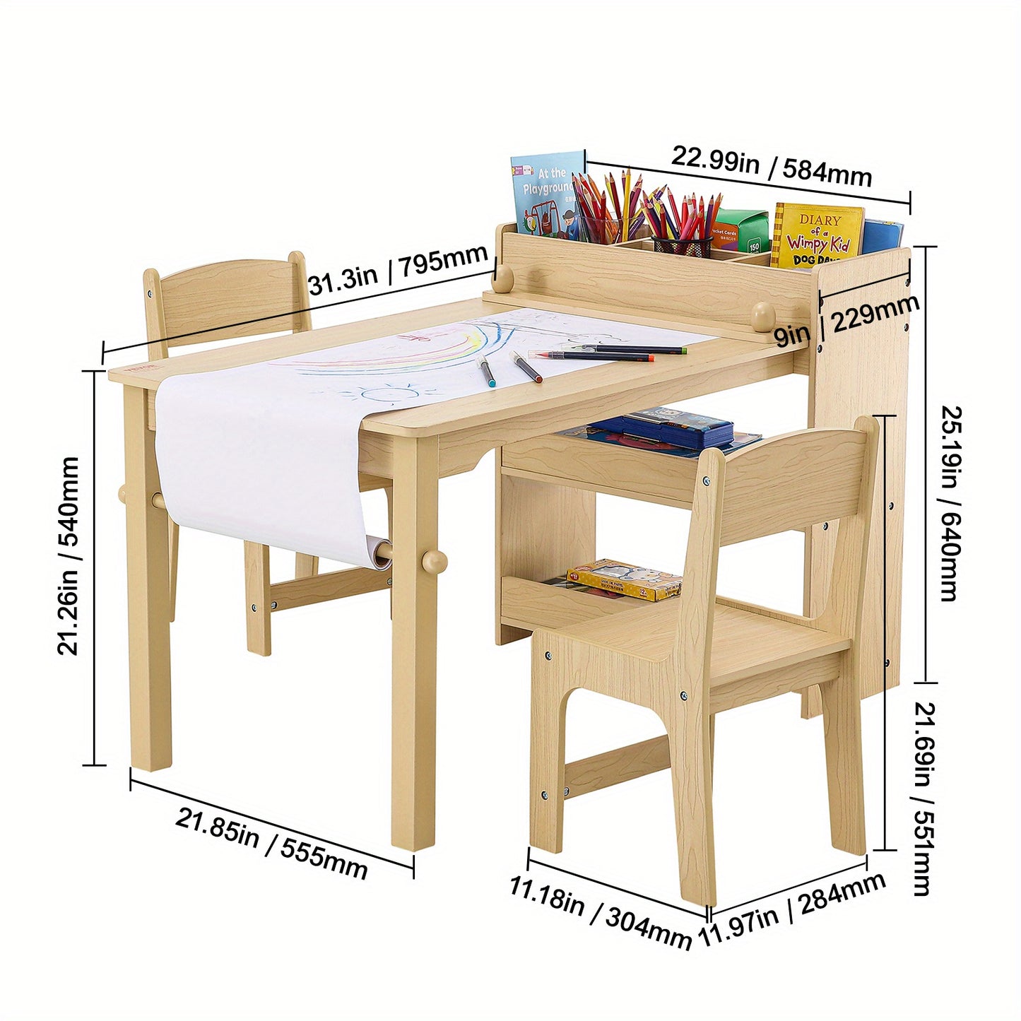 Kids Wooden Art Table and Chair Set