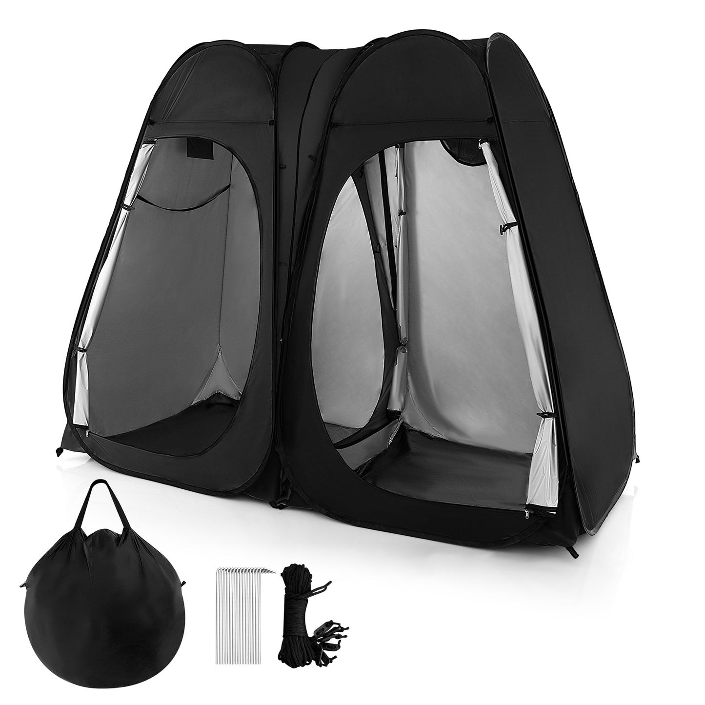 2 Room Instant Pop up Shelter Camping Shower Tent,