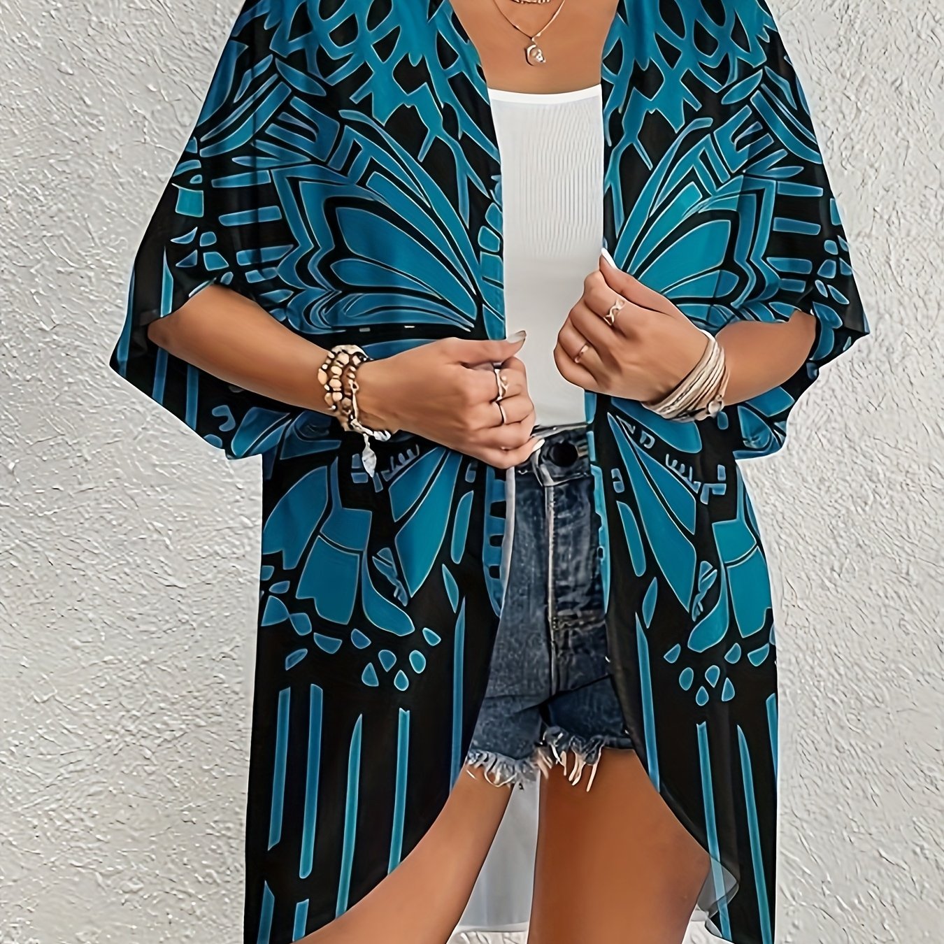 Women's Kimono Cardigan Open Front Bathing Suit Cover Up