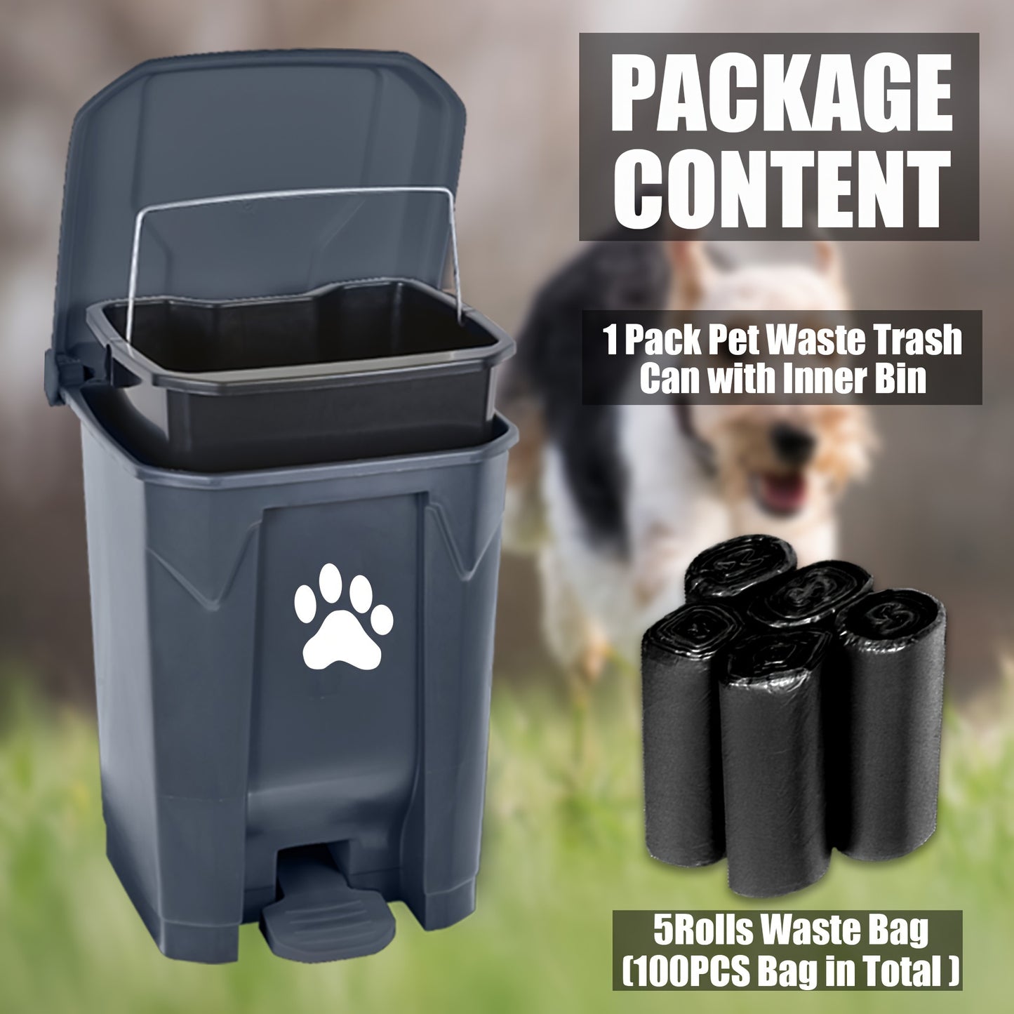 Dog/Cat Poop Trash Can Outdoors Pet Waste Station with Lid. Read More