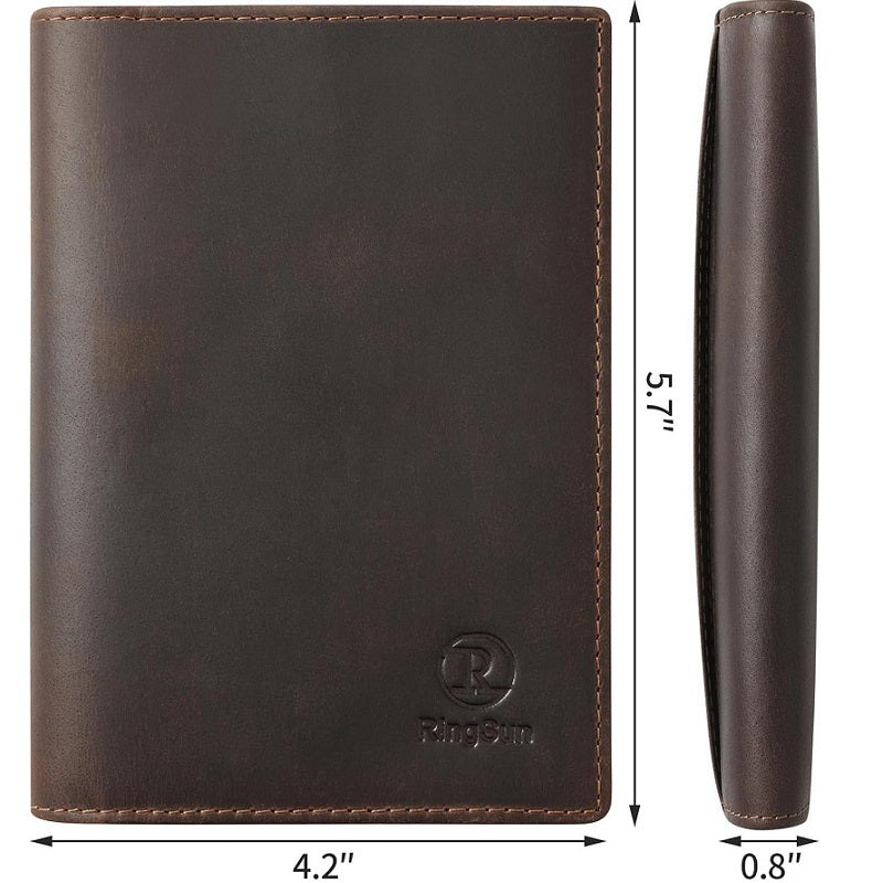 Leather Passport Cover for Men & Women, RFID Case.