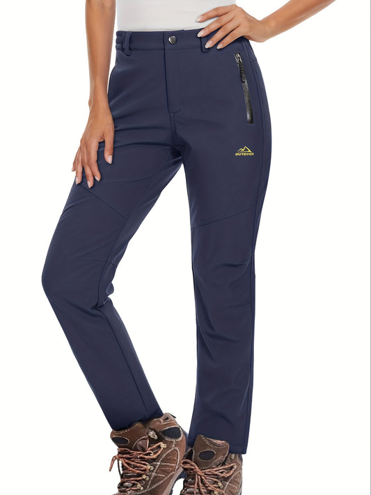 Women's Fleece Lined Insulated Softshell Pants - Navy Blue