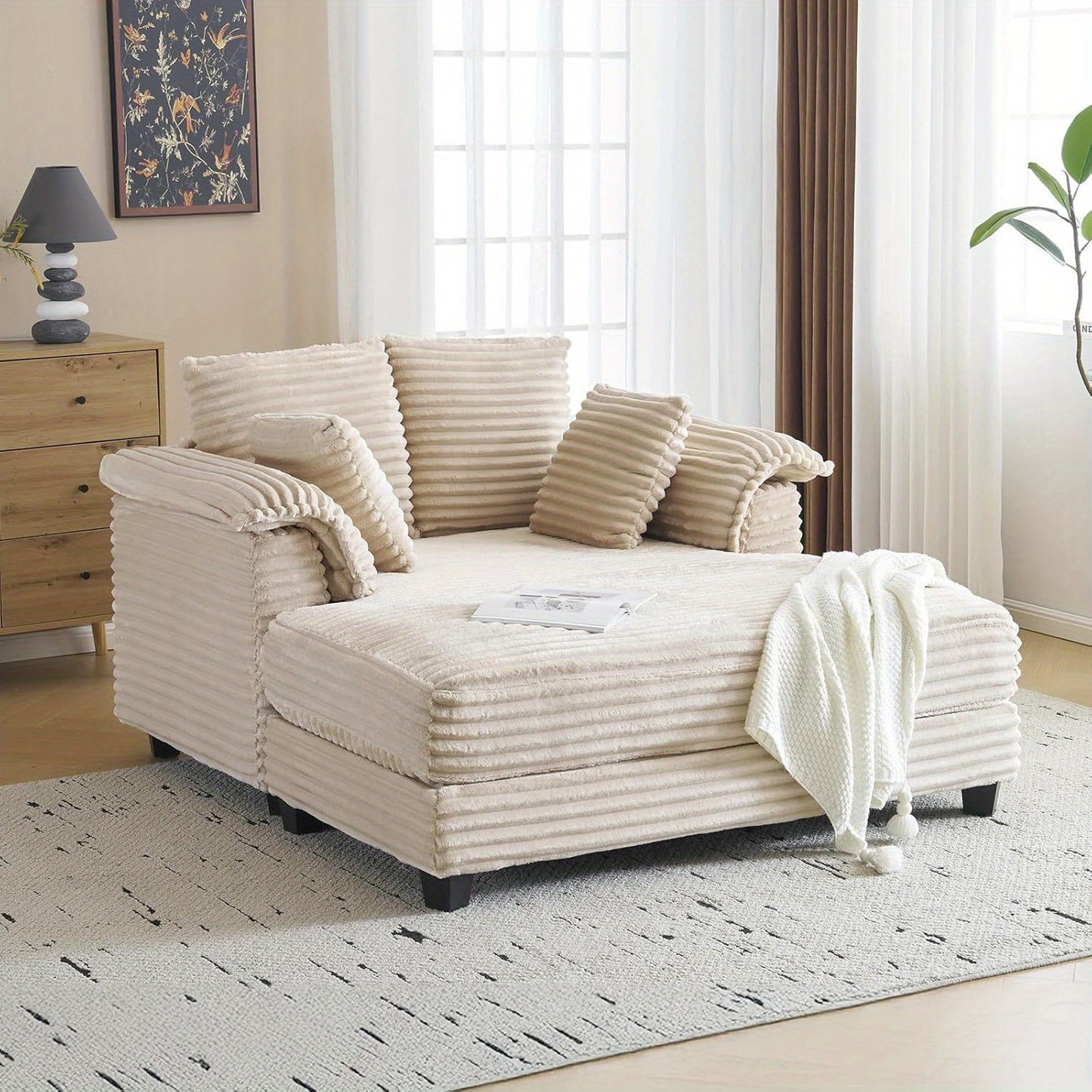 Lounge Sofa, 56" Oversized Sofa Sleeper Couch with Throw Pillows.