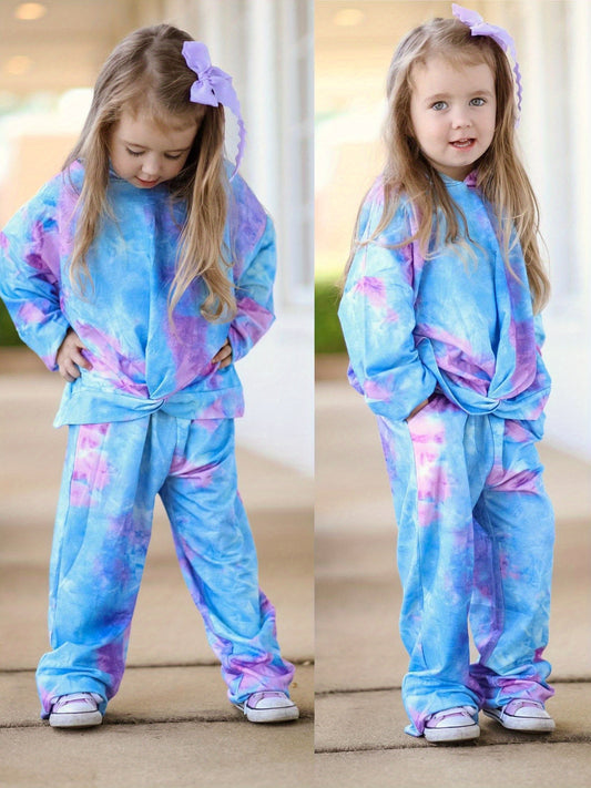 Girls' Tie-Dye Hoodie & Joggers Set - Perfect for Outdoor