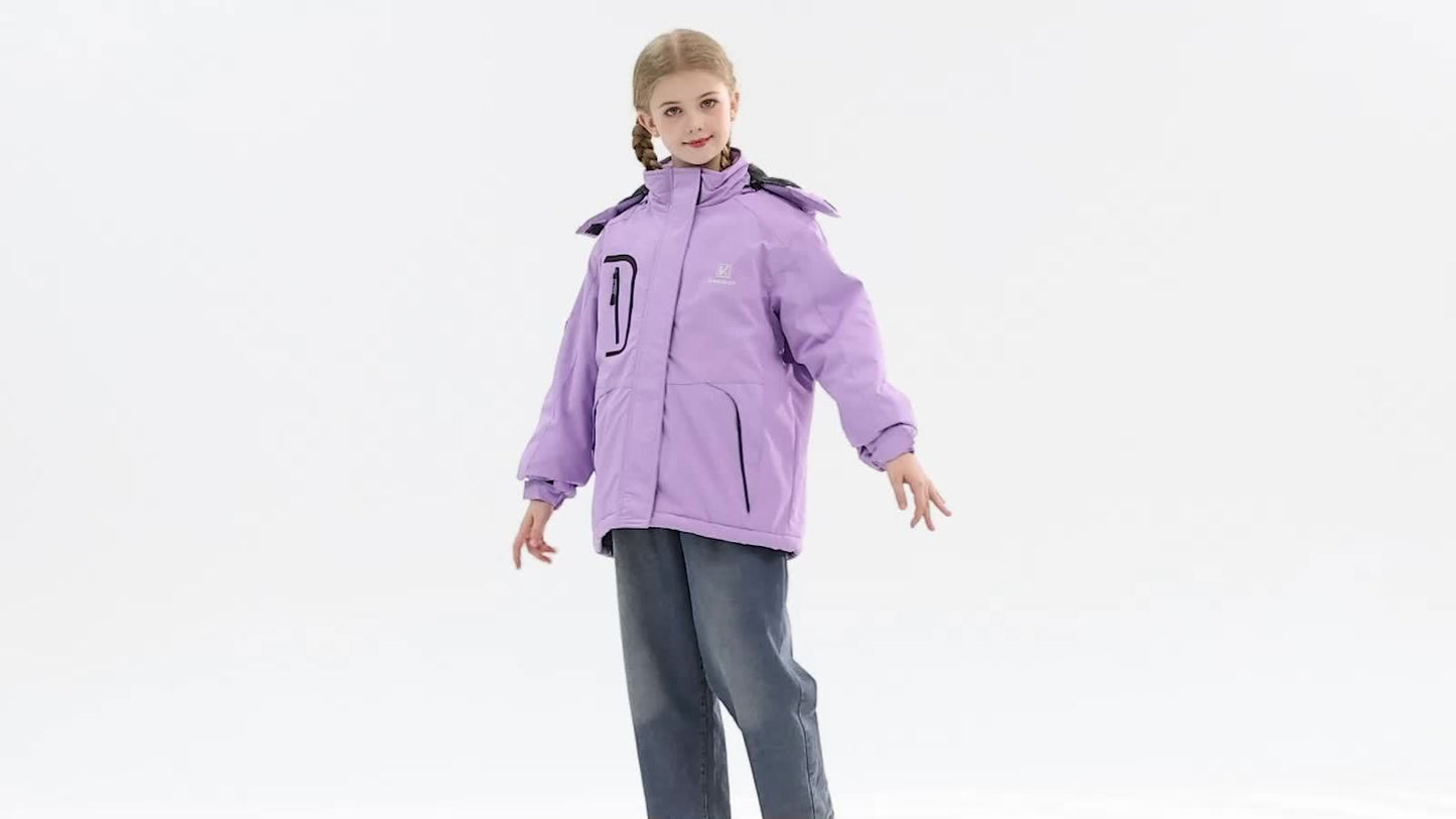 Girl's Waterproof Winter Warm Fleece Lined Jackets for Kids