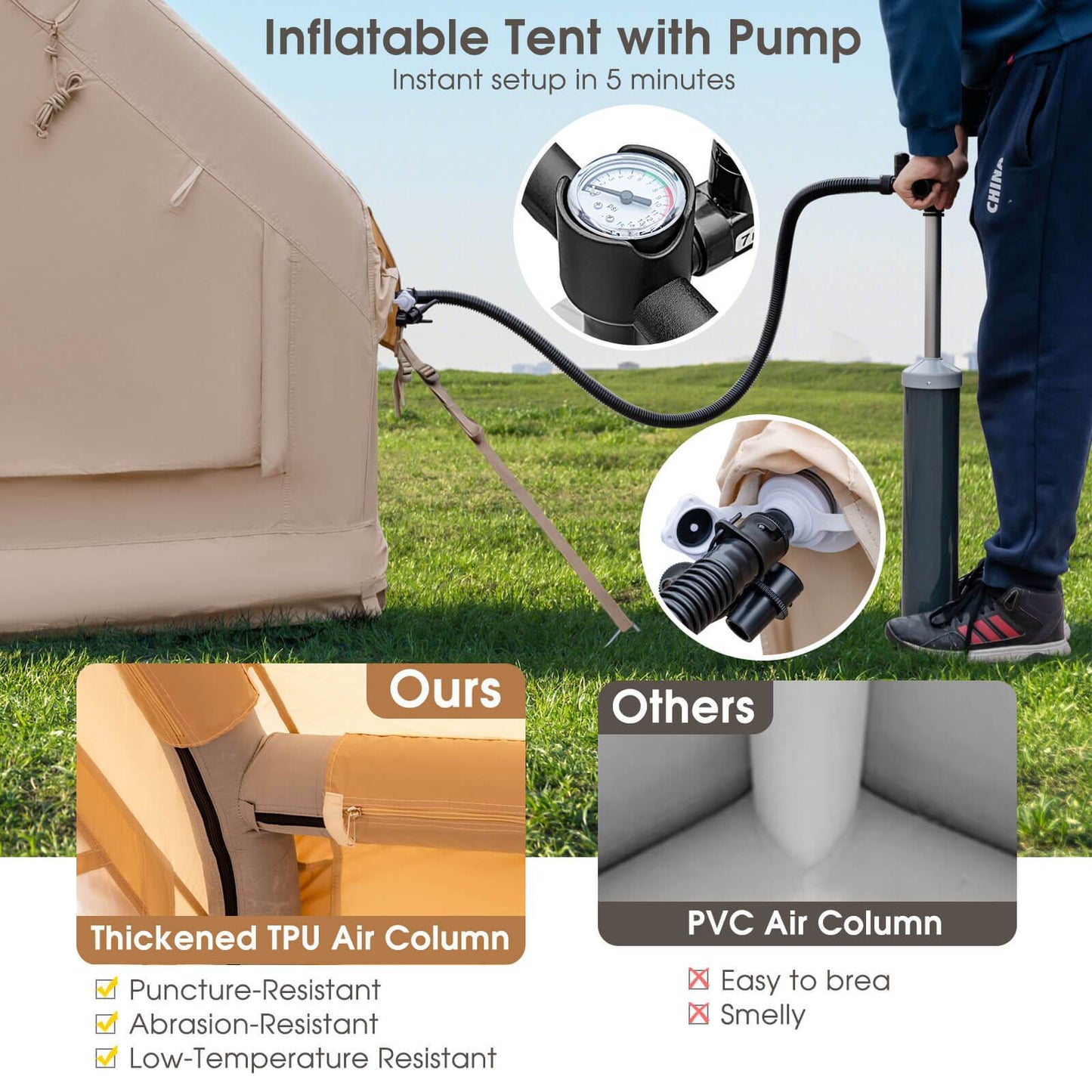 Inflatable Tent 2-6 People Glamping Family Camping