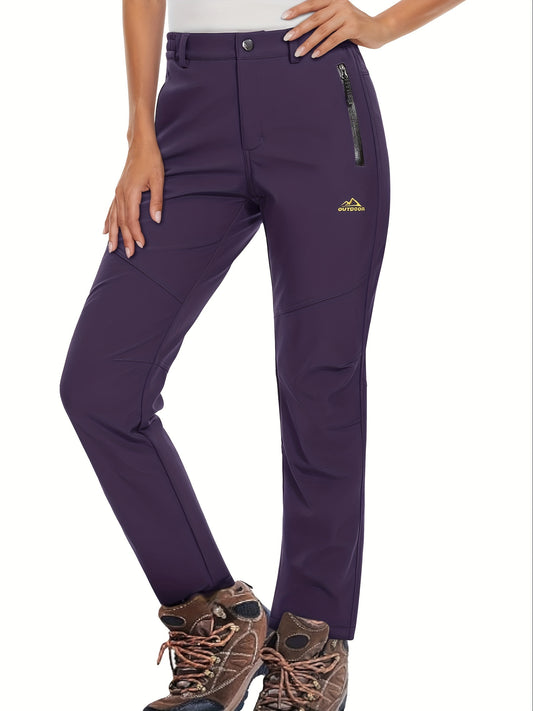 Women's Fleece Lined Insulated Softshell Pants - Deep Purple