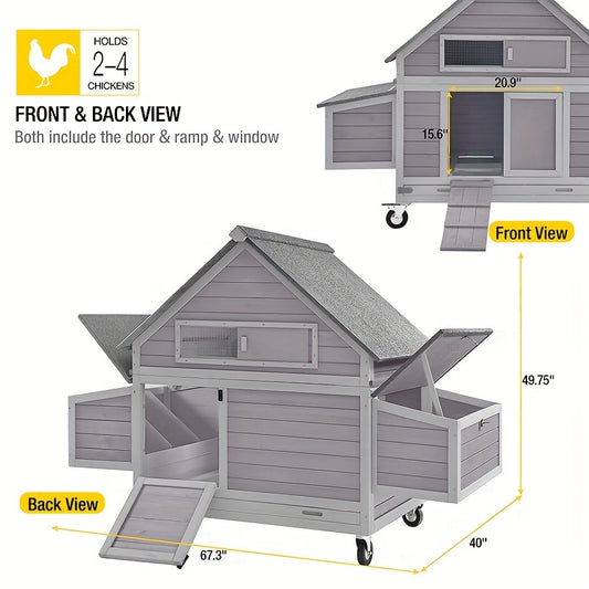 Movable Large Outdoor Chicken Coop On Wheels. Read More