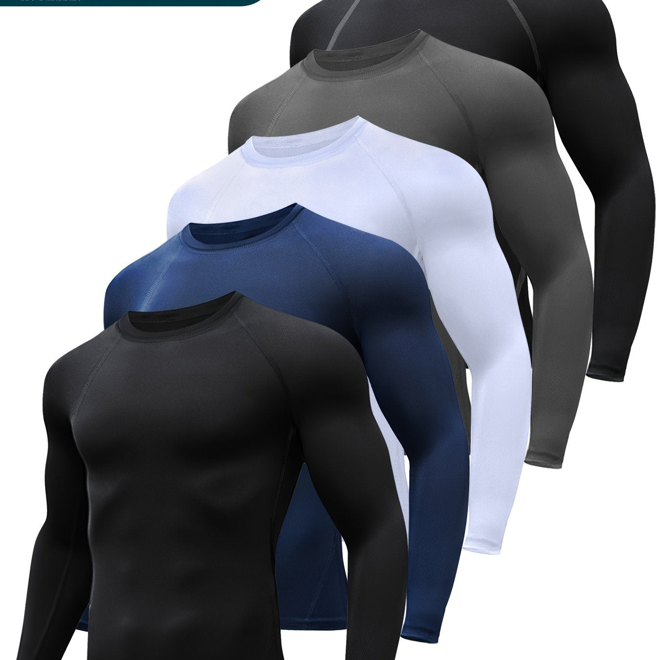 5 Pack Compression Base Layer Long Sleeve Shirts for Men