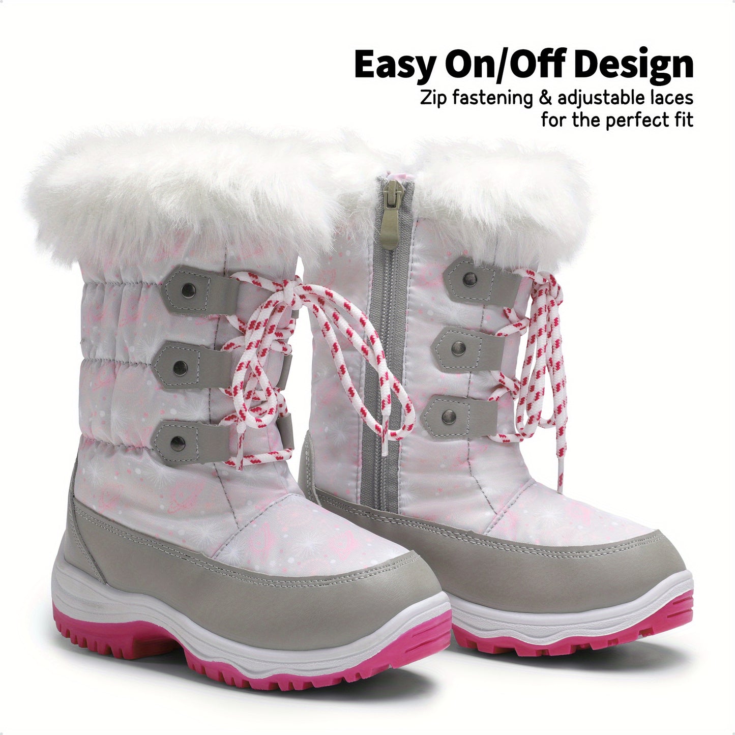 Girls Snow Boots, Warm & Cozy, Anti-Slip.