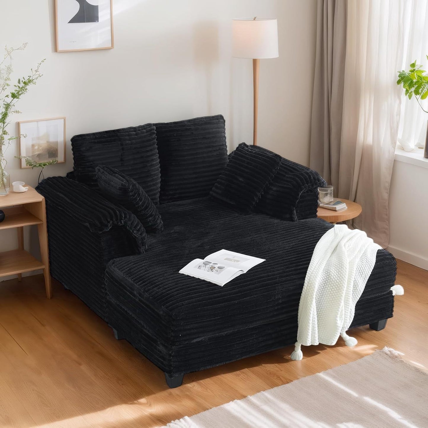 Lounge Sofa, 56" Oversized Sofa Sleeper Couch with Throw Pillows.
