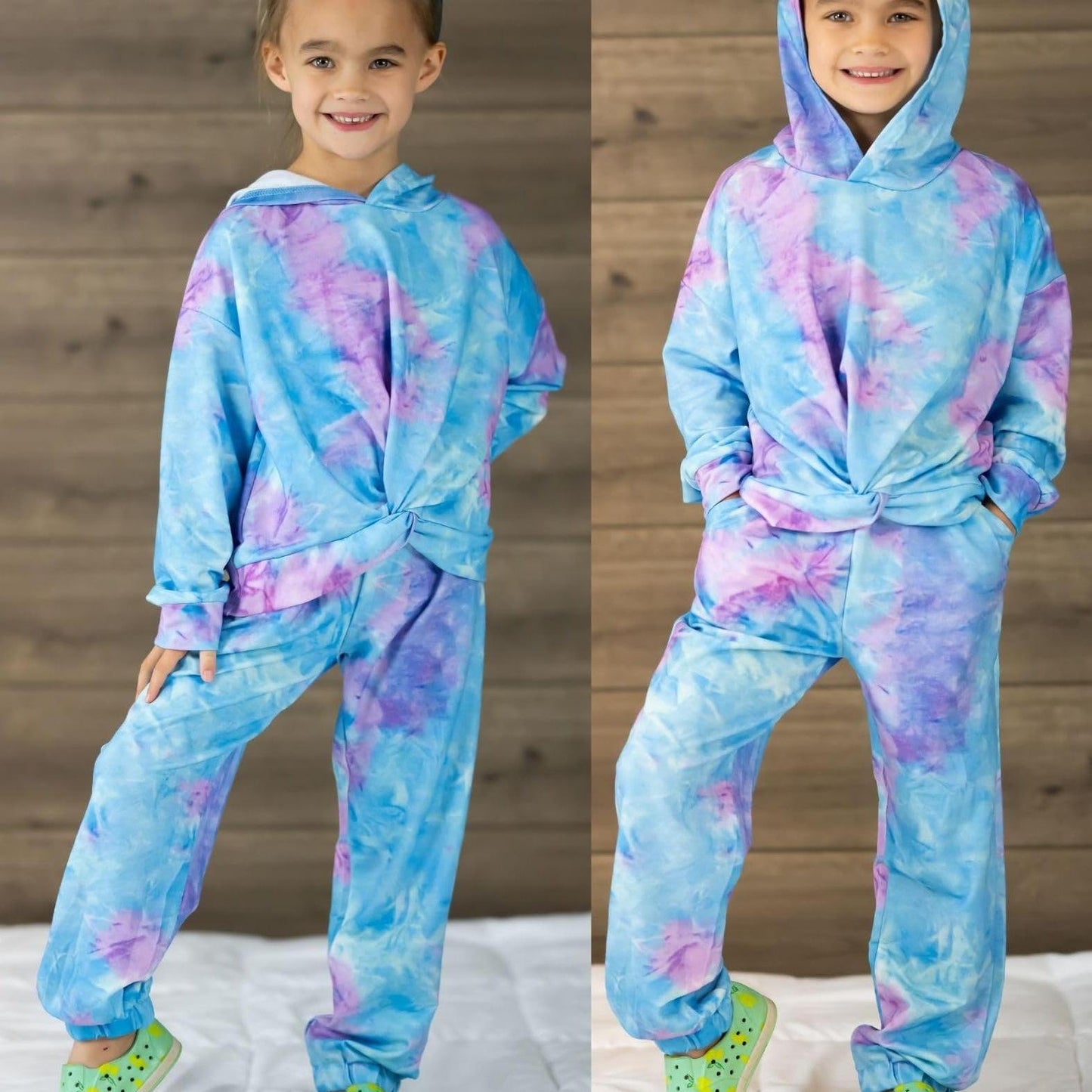 Girls' Tie-Dye Hoodie & Joggers Set - Perfect for Outdoor