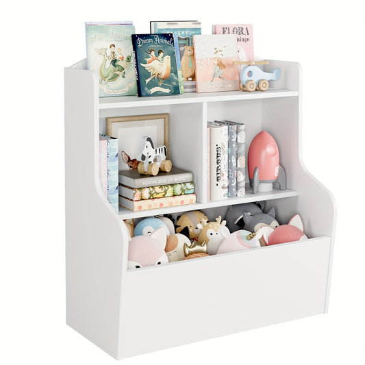 Bookcase And Toy Storage Cabinet, 3-Tier Shelf With Organizer.