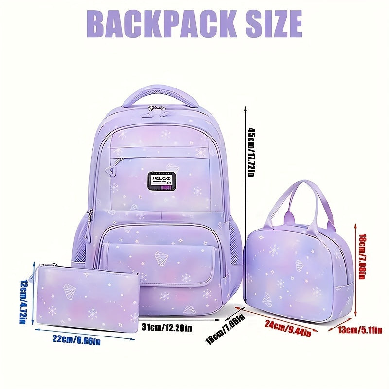 3pcs Preppy Style Nylon Backpack Set,