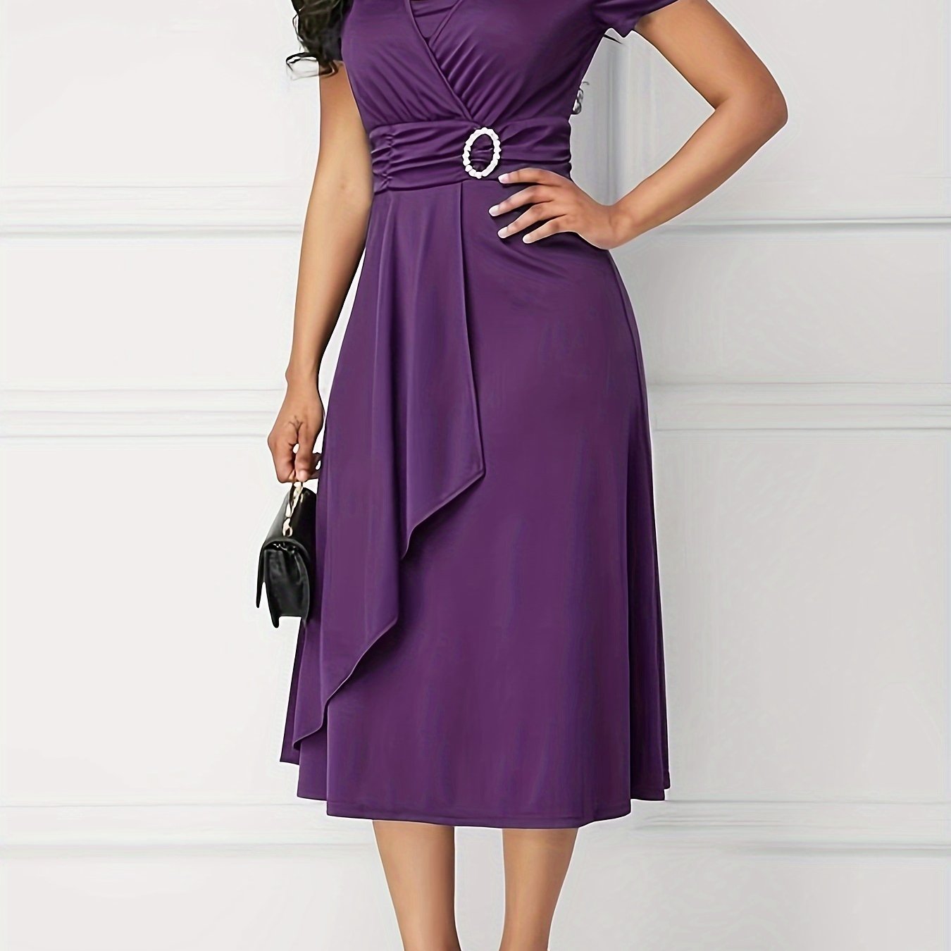 Elegant Midi Dress with Rhinestone Detail - Read More