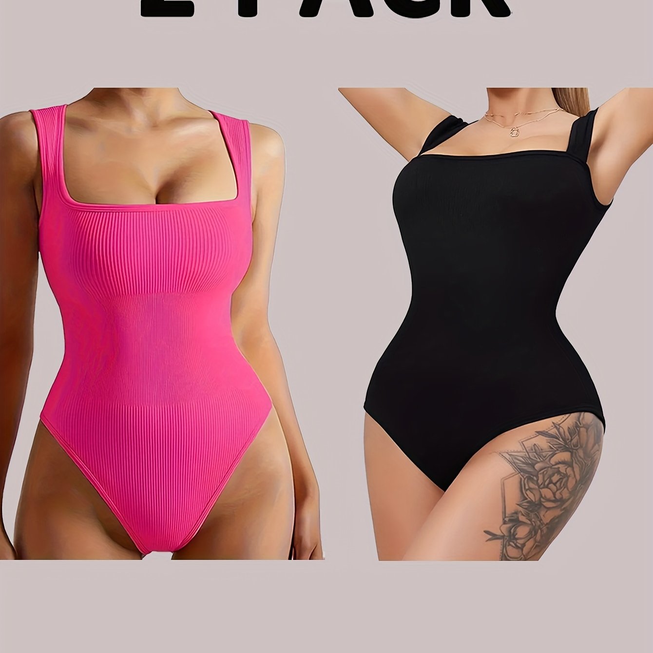 2 Pack Women's Bodysuit Tummy Control Tops Read More.