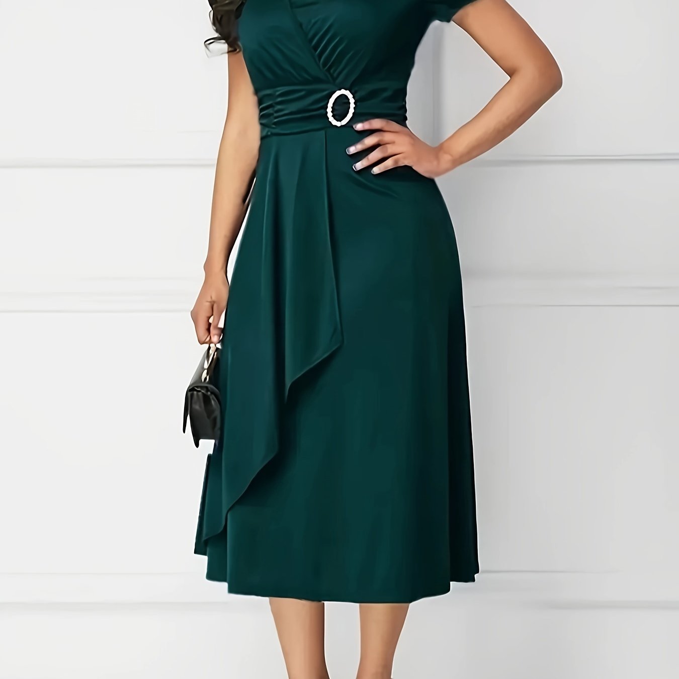 Elegant Midi Dress with Rhinestone Detail - Read More