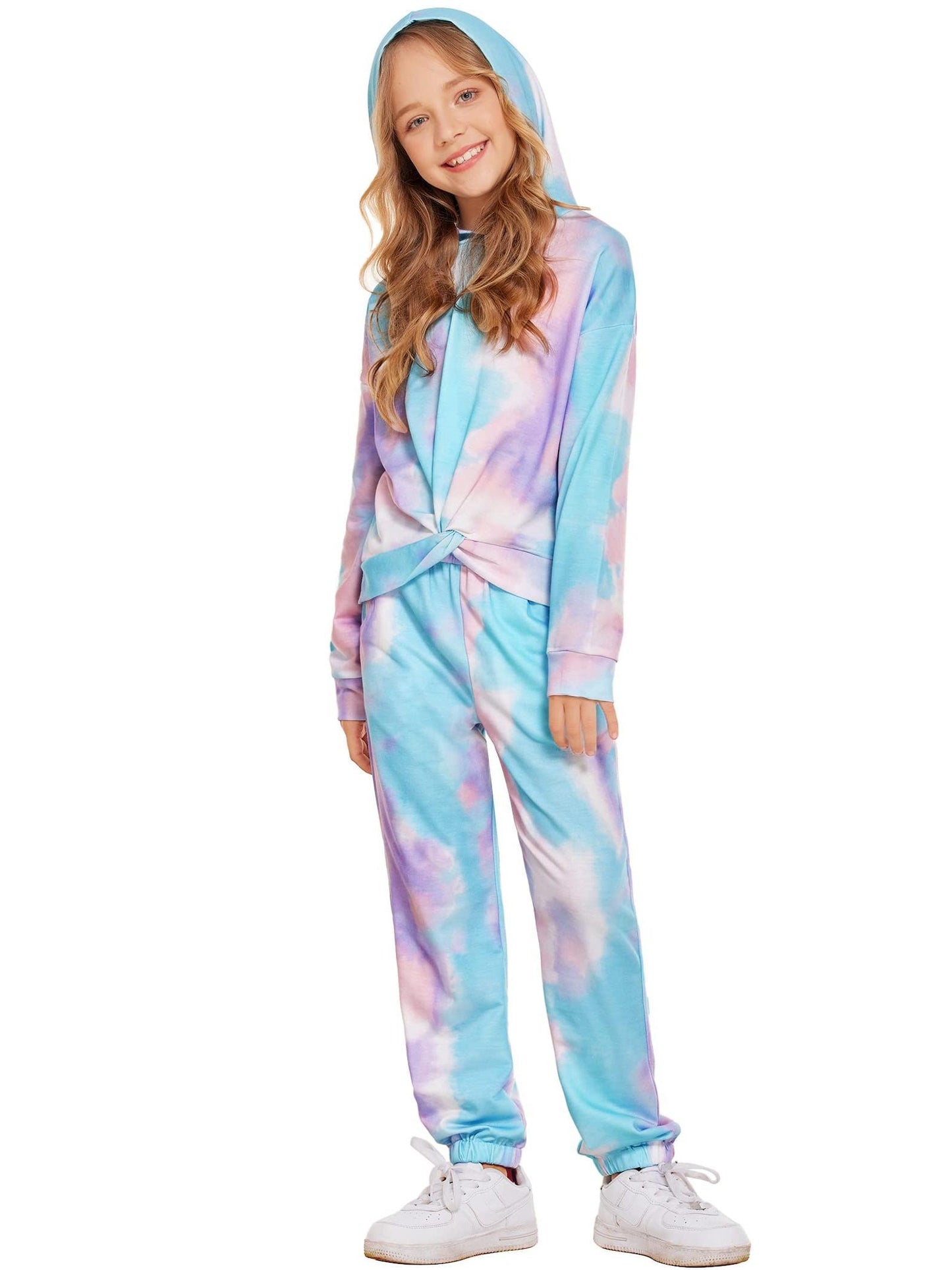 Girls' Tie-Dye Hoodie & Joggers Set - Perfect for Outdoor