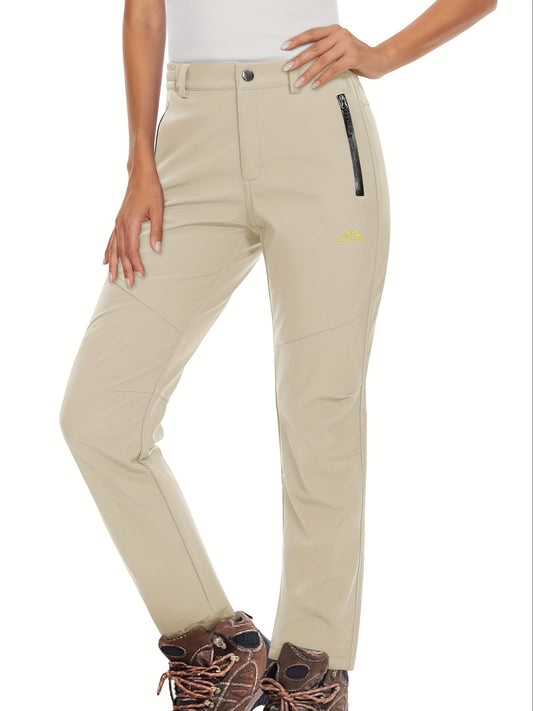 Women's Fleece Lined Insulated Softshell Pants - Beige