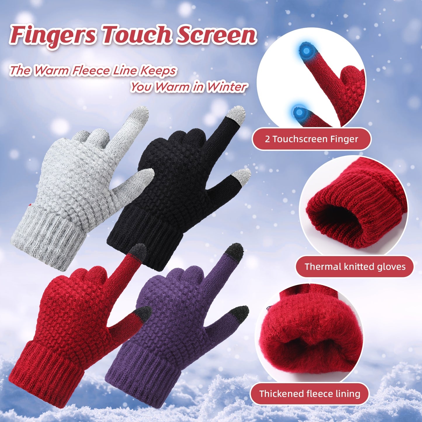 8pcs Winter Beanie Hats. Scarf. Mask. Touchscreen Gloves.