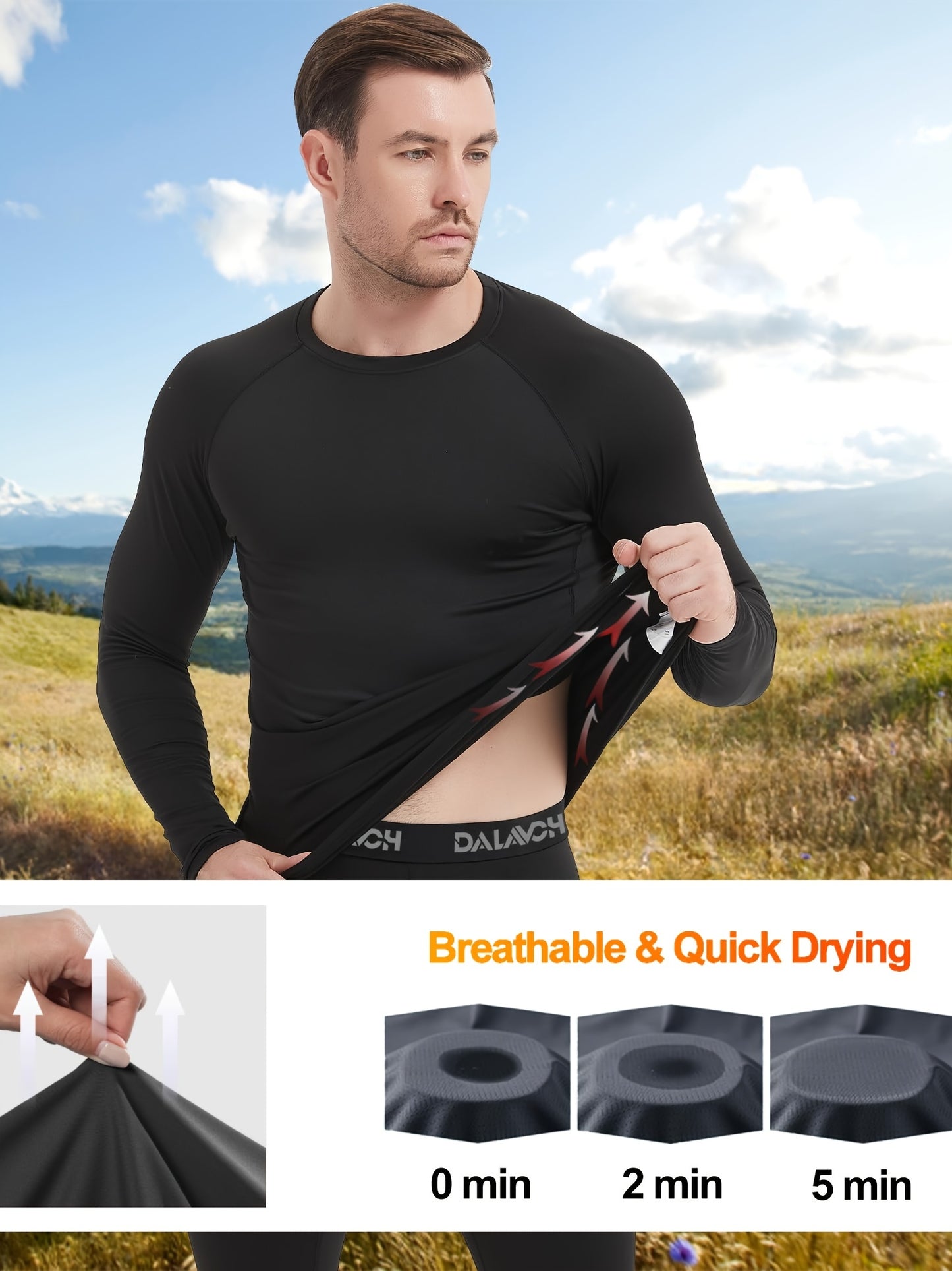 5 Pack Compression Base Layer Long Sleeve Shirts for Men