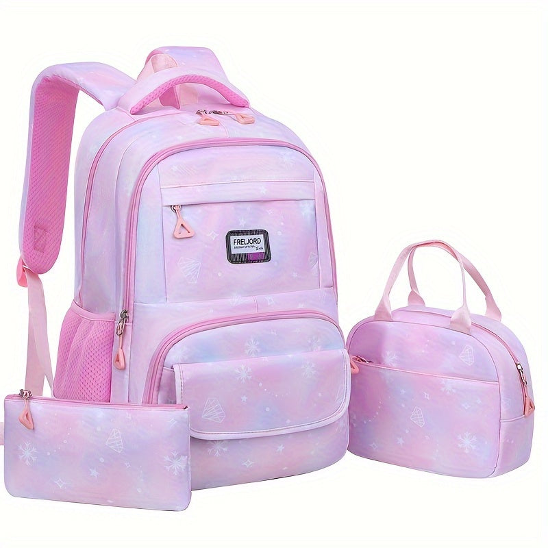 3pcs Preppy Style Nylon Backpack Set,