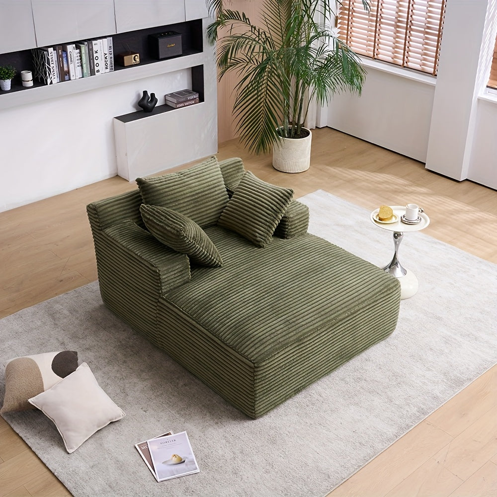This Oversized 48, 62-inch Chaise Longue Chair Deep Seat Sofa Bed With Throw Pillows.